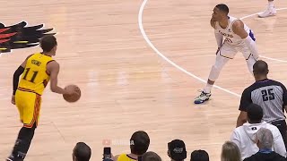 Trae Young hits a dagger while Westbrook looking at the shot clock 💀