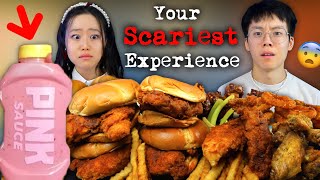 My friend SOLVED a MISSING PERSONS CASE from a ONE NIGHT STAND | Pink Sauce + Fried Chicken Mukbang