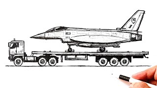How to draw a Truck that carries a Fighter Jet
