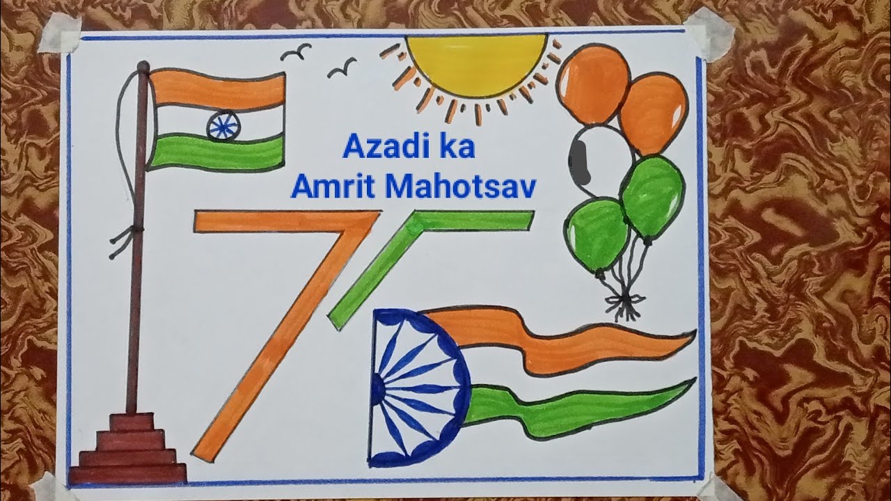 Azadi Ka Amrit Mahotsav Drawing Easy Steps|आझादी का अमृत महोत्सव चित्र ...