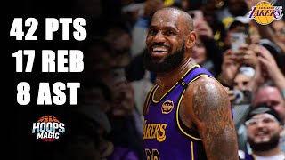 LeBron James Highlights (42pts Double-Double and 8ast) vs Golden State Warriors | NBA Season 24-25