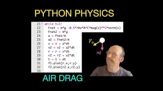 Python Physics: Motion of a Ping Pong Ball WITH Air Drag