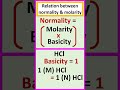 relation between normality and molarity of an acid. shorts