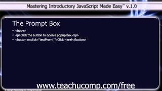 JavaScript Training Tutorial The Prompt Popup Box