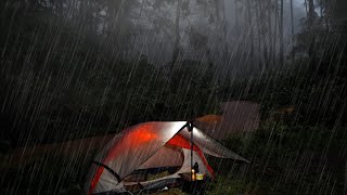 Camping in heavy rain by the river - long rain, flooding❗️building a tent in heavy rain(SOLO CAMPING