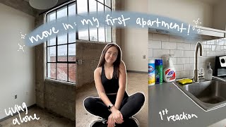 MOVING INTO MY FIRST APARTMENT! (400 sq. ft) | move in day, first look, + empty apartment tour