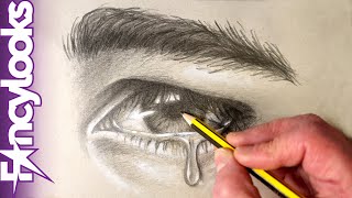Cómo dibujar un ojo llorando con lápiz - paso a paso