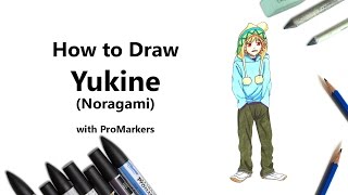 How to Draw and Color Yukine from Noragami with ProMarkers [Speed Drawing]