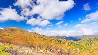 紅葉の樹林と武石峰と流れる雲,8K有　FUKEI 74356