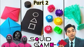 DIY ALL GAMES OF SQUIDGAME | Best paper toys | How to make paper ddakji , flying stone , Gongi ,Jegi