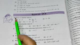 Ex-10.2 Chapter -10 Algebraic Expressions || Class 7th Maths New Edition Book