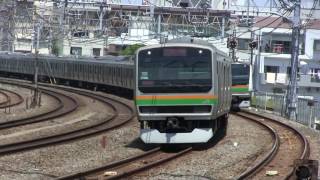 JR東日本 上野東京ライン（東海道線） E231系1000番台 湘南新宿ライン E233系3000番台+E231系1000番台（回送）併走