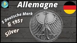 5 Deutsche Mark 1951 Silver-Argent Pièce Collection Allemagne 👍😜Monnaies du Monde