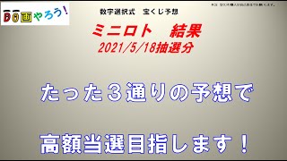 ミニロト結果　１等、高額当選を夢見て第1129回を予想した結果！