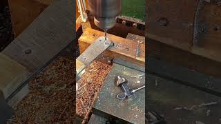 Bushcraft Woodsman Knife, Drilling Pin Holes #knifemaking #bladesmith #blacksmith
