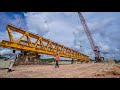 launching of precast grider using overhead beam launcher