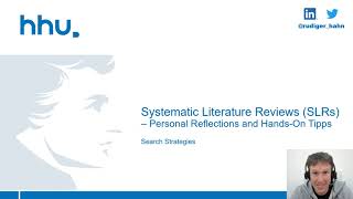 Tutorial (Systematic) Literature Reviews - Part 2: Search Strategies