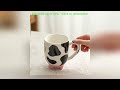 1pc 500ml 17oz cute cartoon ceramic cup creative cow pattern and footed water mug cup coffee cu