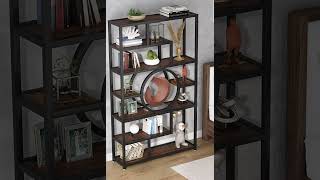 Tribe signs 72 Inch Bookshelf Geometric Bookcase, 8 Tier Industrial Book Shelf with 11 Open Shelving