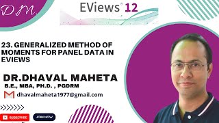 23. Generalized Method of Moments-Dynamic Panel Data || Dr. Dhaval Maheta