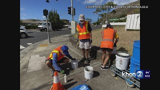 Hawaii Kai Lions Club patches up pothole ridden street