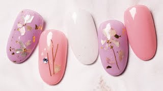 Nail Labo｜貝殼小碎花 ｜DIY美甲｜彩繪｜台灣老師｜異素材｜貝殼｜金線｜異素材｜bynaillabo｜教學