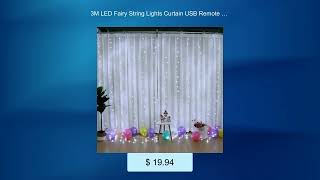 3M LED Fairy String Lights Curtain USB Remote for Christmas