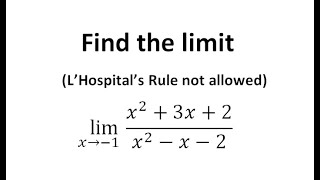 Find the limit (x^2+3x+2)/(x^2-x-2) as x approaches -1,how to find the limit#shorts