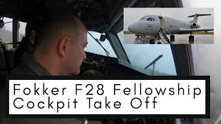 RARE Fokker F28-1000C Fellowship Cockpit Take Off from Mar del Plata | Fuerza Aerea Argentina TC-52