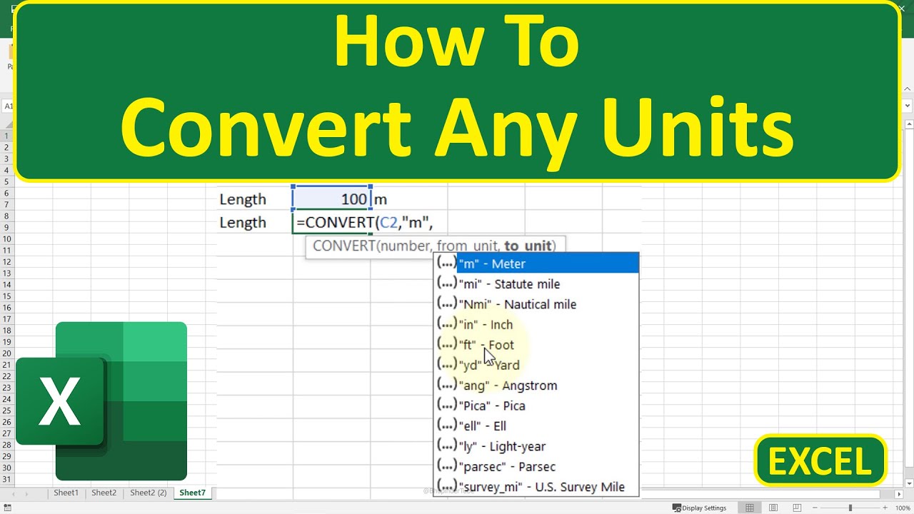 How To Convert Any Units In Excel Youtube
