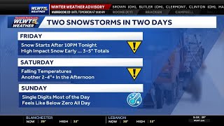 Tracking winter impacts: Two accumulating snows, temperatures in single digits for Cincinnati