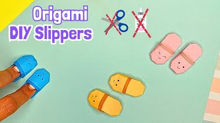 How to make origami SLIPPERS | diy origami shoes | paper shoes