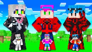 BATALLA de Estatuas de LOS COMPAS SUPERHEROES en Minecraft 🕷️😂