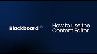 How to use the Content Editor - Blackboard