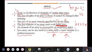 OBJECT ORIENTED PROGRAMMING USING JAVA ECSE106L- ARRAY