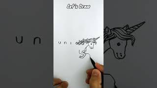 VERY EASY ! How to turn words UNICORN into CARTOON #drawing #art #short #shorts #draw