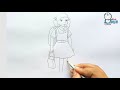 how to draw school going girl step by step