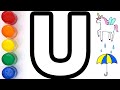 Learn Alphabet U-Z with TWO Words | coloring and drawing for Kids | ABC Song with baby shark