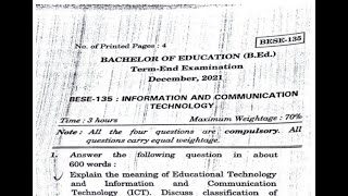 BES 121 Previous Year Question Paper | IGNOU B.Ed | December 2021 PDF SOLVED ASSIGNMENTS