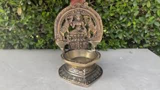 Brass Table Top Laxmi Diya- Brass Diya For Festive Decoration Designer Diya For Diwali Gifting