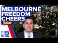 Cheers, claps and partying heard across Melbourne's CBD as lockdown eases | 9 News Australia