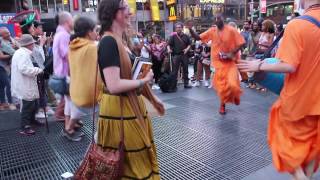 Hare Krishna dance with a talented little girl in New York City - Times Square