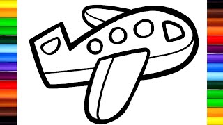 Aeroplane drawing, colouring and painting for kids & toddlers | let's draw together