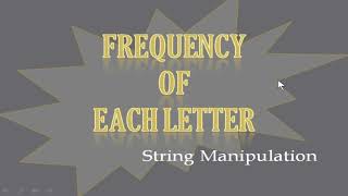 Frequency of each Letter Java Program | String Manipulation | ICSE Syllabus