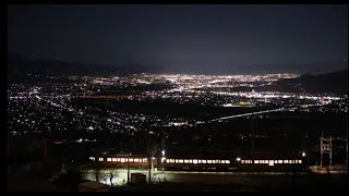 姨捨サービスエリア　日本三大車窓　夜景　タイムラプス