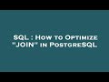 SQL : How to Optimize 