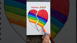 DIY Rainbow 🌈 Broken Heart 💔 Art #art #shorts #ytshorts #diy #kids