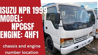 1999 ISUZU NPR/NPC6SF  Model, 4HF1 Engine,Chassis and engine number location