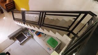 RAILLING TANGGA BALKON DARI KACA TEMPERED RANGKA FULL BESI GALVANIS TIPE 4×6 SANGAT MEWAH TAPI MURAH