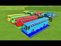 TRANSPORTING TOYOTA, NISSAN, DACIA, MERCEDES PICKUP CARS WITH BUSES - Farming Simulator 22 - FS22